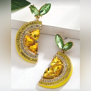 Elegant Yellow and Green Crystal & stone Earrings